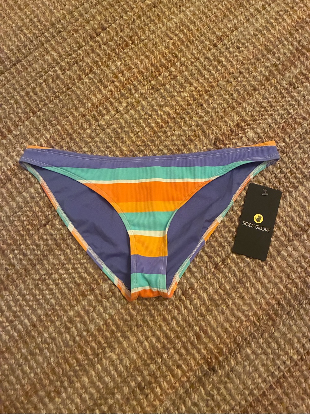 Body Glove Harmony Basic Bikini Bottom Striped Multicolor L NWT